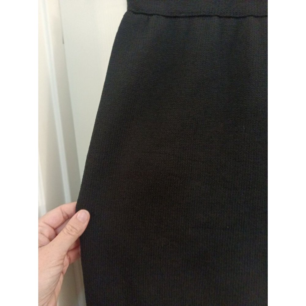 Womens St. John By Marie Gray Black Wool Blend Knit Stretchy Pencil Skirt Medium - Picture 2 of 8